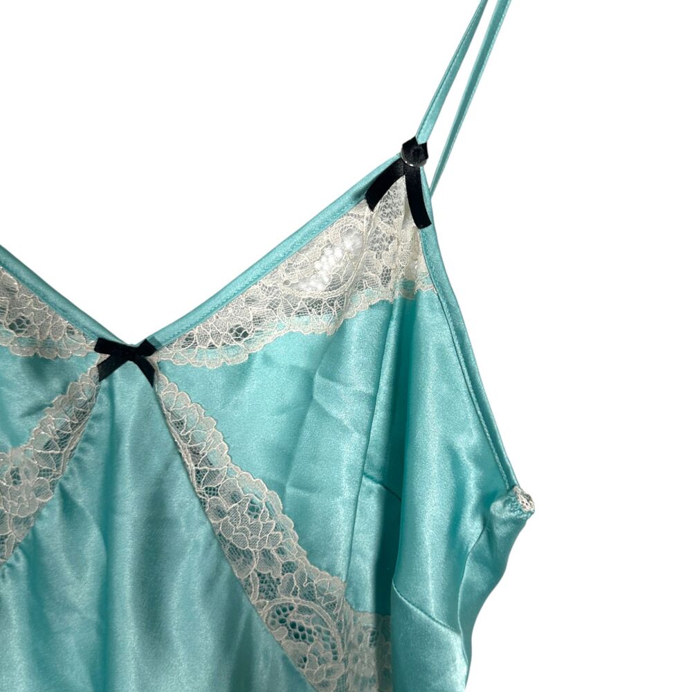 Victoria's Secret Blue Satin Lace Coquette Ballet Fairy Slip Dress Size Medium - Picture 3 of 7
